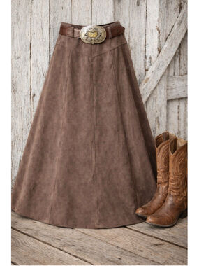 Orvis Ultrasuede Maxi Skirt Western Prairie Ranch Cowgirl Belt Loops Brown 12